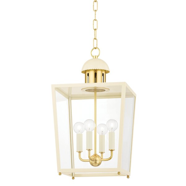 Mitzi June 4 Light Lantern 12 In. Aged Brass/Cream H737704S-AGB/SCR - main