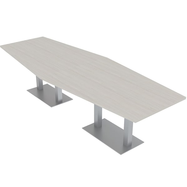 Skutchi Designs Hexagon Conference Table With Power Unit, 48 in W, 144 in L, Ivory HAR-HEX.IR-48X144-DOU-K458-NA - main