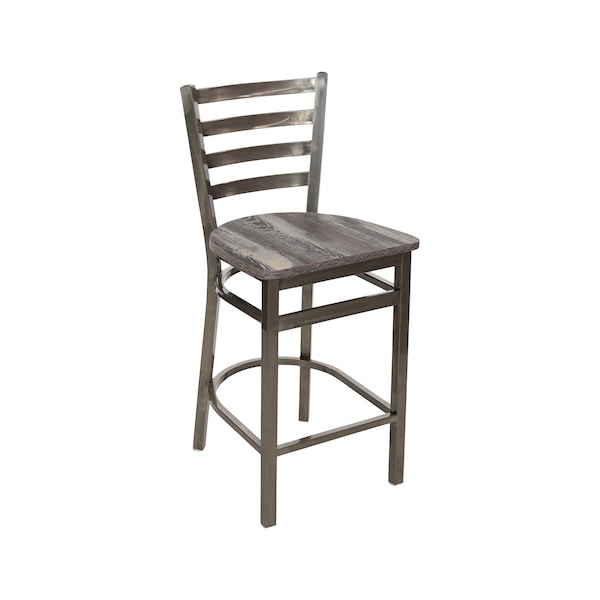 Bfm Seating Lima Ladder Back Counter Height Stool - Farm House Relic Seat - Steel Frame - Clear Coat Finish 2160HFHR-CL - main