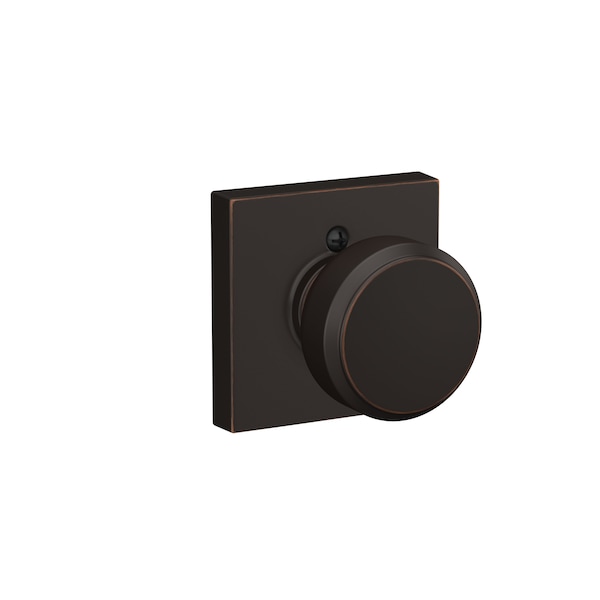 Schlage Residential Bowery Knob with Collins Rose Half Dummy Aged Bronze Finish F170BWE716COL - main