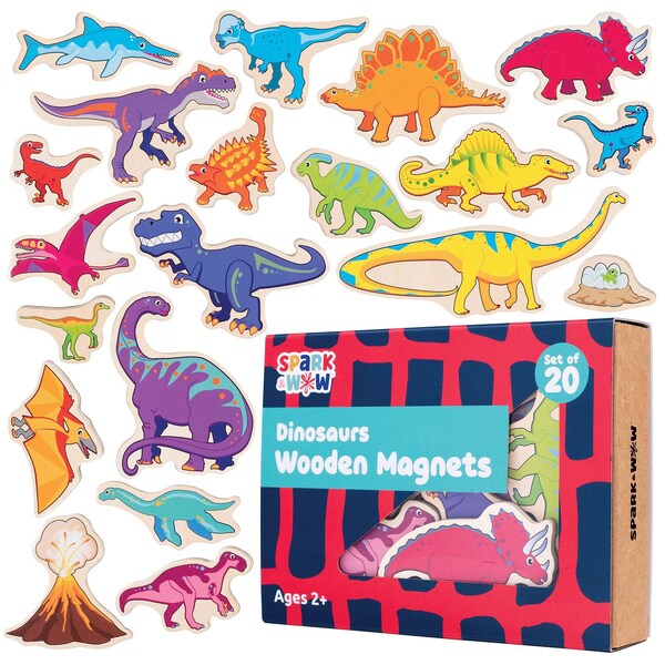 Spark & Wow Wooden Magnets, Dinosaurs, 20-Piece Set SW400021 - main