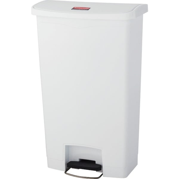 Rubbermaid Commercial Slim Jim Step-On 18 gal Rectangular Slim-Profile Plastic Can, White, Foot Pedal, Plastic, 13 in 1883559 - main