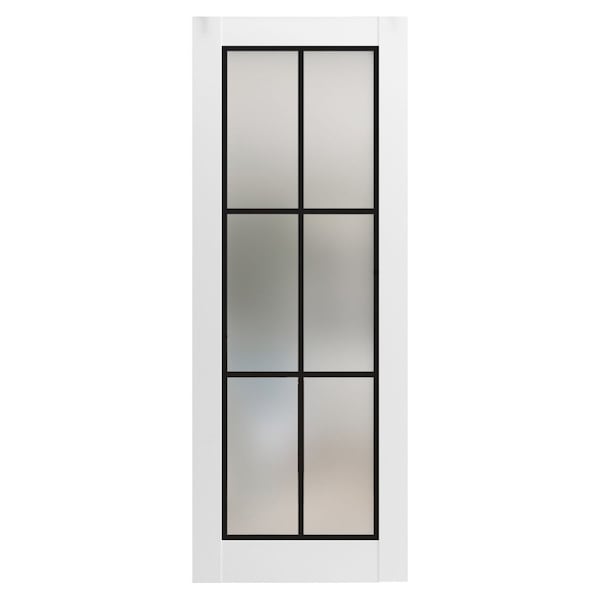 Sartodoors Slab Barn Door Panel Frosted Glass Lite Planum 2122 White Solid Core Modern Interior PLANUM2122S-WS-36 x 80 - main