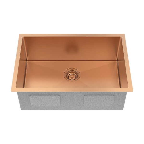 Homeroots 10in X 27in Rose Gold Stainless Steel Undermount Kitchen Sink 719940 - main