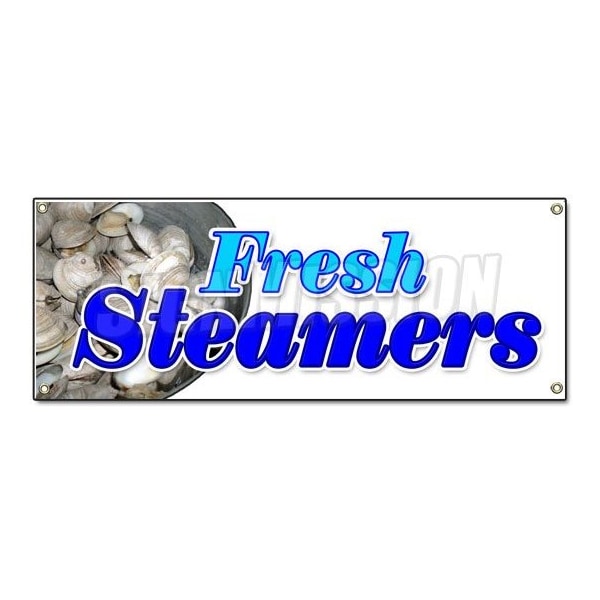 Signmission FRESH STEAMERS BANNER SIGN seafood oysters clams bottom dwellers B-Fresh Steamers - main