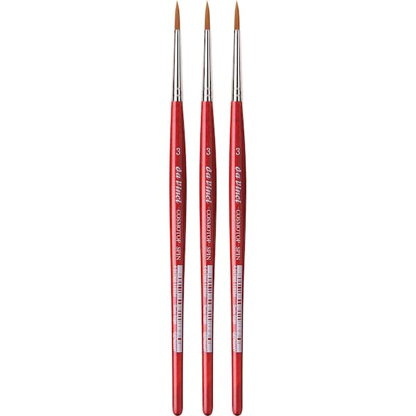 Da Vinci COSMOTOP-SPIN Silk painting Brush, Synthetic, Watercolor, Round, Size 3, 3PK VA-5580_3 - main