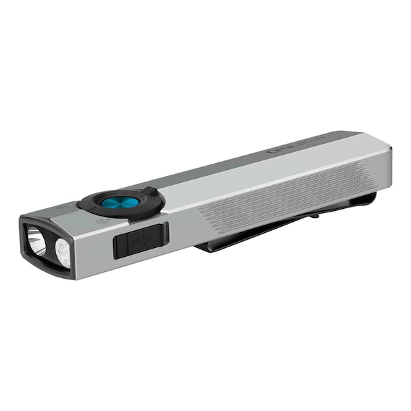 Olight 1500 Lumen Rechargeable EDC Flashlight w/UV Light and Green Laser, Dual Tone Silver Graphite ArkPro - main