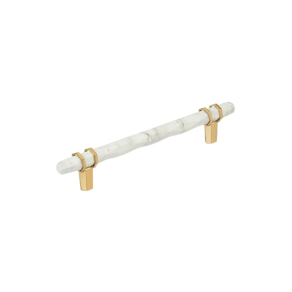Amerock Carrione 6-5/16 inch 160mm Center-to-Center Marble White/Champagne Bronze Cabinet Pull BP36650MWCZ - main
