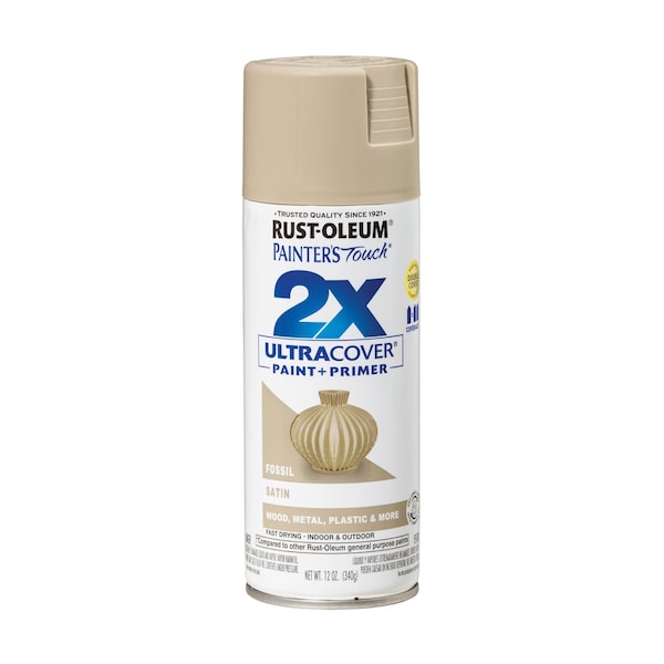 Rust-Oleum Painter's Touch 2X Ultra Cover Spray Paint, Fossil, Satin, Solvent, 12 Oz 334067 - main