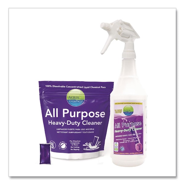 Diversey All Purpose Heavy-Duty Cleaner Starter Pack w/32 oz Empty Spray Bottle, Lavender Scent, 12 Chem Pacs 9320998 - main