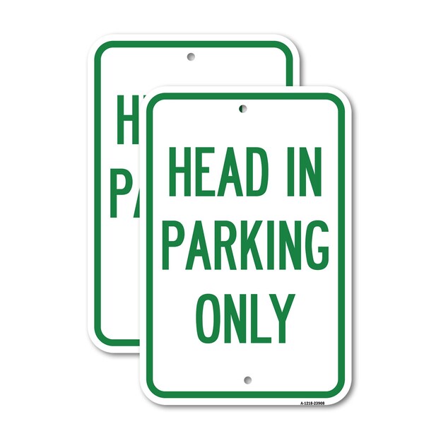 Signmission Head in Parking Only, 18'' X 24'' 2 Signs, Heavy Gauge Aluminum, 2PK A-1824-2PACK-23908 - main