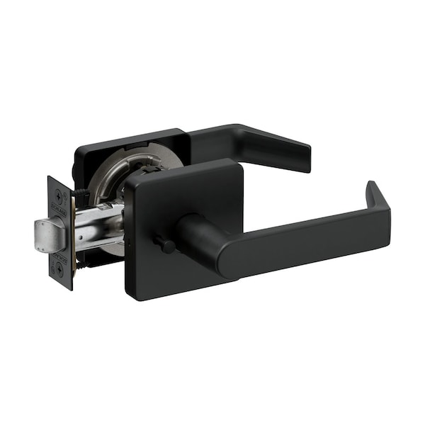Schlage Grade 2 Bath/Bedroom Privacy Tubular Lock, Non-Keyed, Rhodes Lever, D Rose, Matte Black Finish PT40 RHOD 622 - main