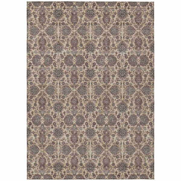 Homeroots 9' X 12' Ivory Taupe And Beige Floral Washable Indoor Outdoor Area Rug 582282 - main