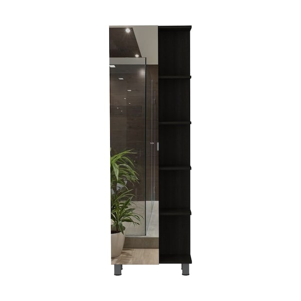 Homeroots 20" Gray And Black Laminate Accent Cabinet With Seven Shelves 477678 - main