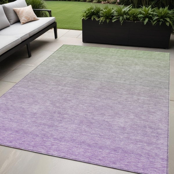 Homeroots 5' X 8' Artichoke Green And Lavender Ombre Washable Indoor Outdoor Area Rug 588973 - main