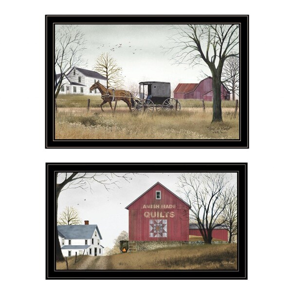 Homeroots Set Of Two Goin to Market 2 Black Framed Print Wall Art, 2PK 406206 - main