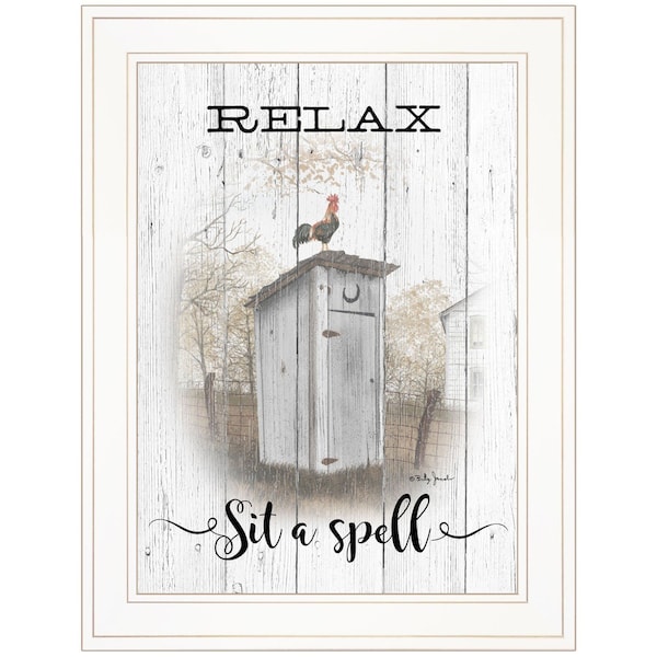 Homeroots Relax Sit A Spell White Framed Print Bathroom Wall Art 406382 - main