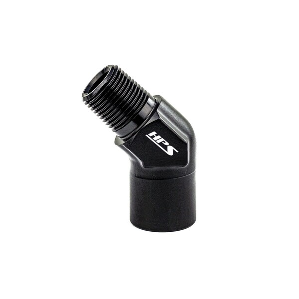 Hps Performance 45 Degree 1/8'' NPT Male To Female Adapter, Aluminum, Black AN915-01 - main
