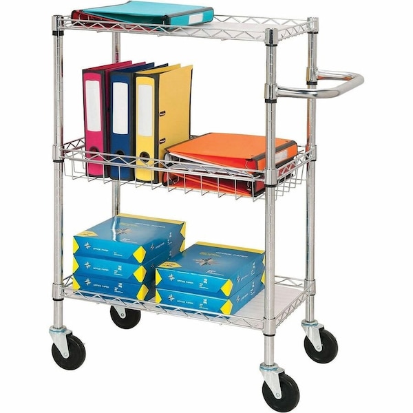 Lorell Wire Shelf Utility Cart, Silver, Flush Lip LLR84859 - main