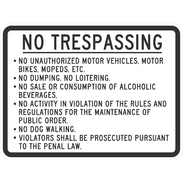 Lyle No Unauthorized Motor Vehicles, Motor Bikes, Mopeds, Etc. No, 24x18, High Intensity Prismatic, White G-12047-HI_24x18 - main