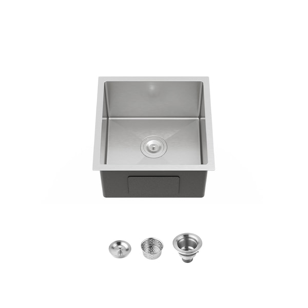Wrightmaster 18 in. Undermount Single Bowl 20 Gauge Silver Stainless Steel Kitchen Sink with Drain ZOR-BR04D-181808 - main