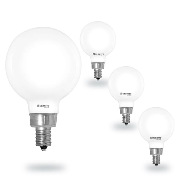Bulbrite 5 Watt LED G16 Light Bulbs, Warm Dimming 3000K Soft White, 1800K Candlelight, 500 Lumens, 4PK 862887 - main