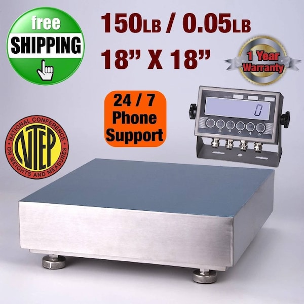 Prime Systems New 18"x18" Platform Scale 150x0.05 lbs Stainless Steel with indicator NTEP PS-1818-NTEP-platform - main