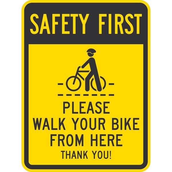 Lyle Please Walk Your Bike From Here, Thank You!, 18x24, Engineer Grade, Yellow G-10200-EG_18x24 - main