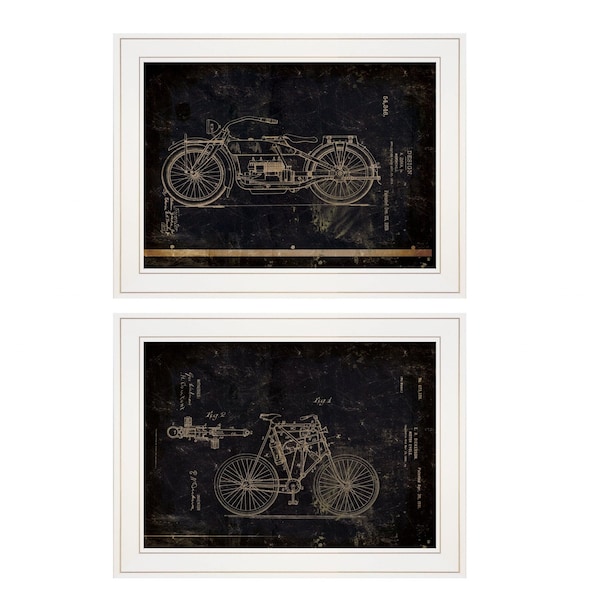 Homeroots Set Of Two Motor Bike Patent I and II 1 White Framed Print Wall Art, 2PK 406047 - main