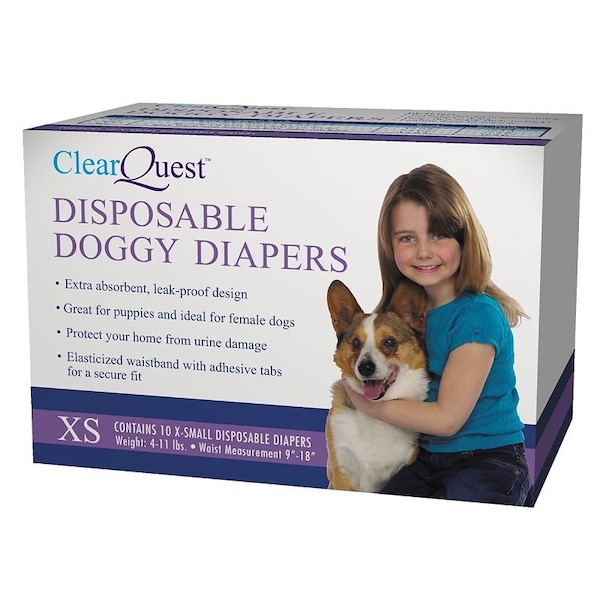 Clearquest Disposable Extra-Small Doggy Diapers, 9 to 18 in W US948 10 - main