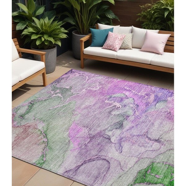 Homeroots 8' X 10' Purple Abstract Washable Non Skid Indoor Outdoor Area Rug 559192 - main