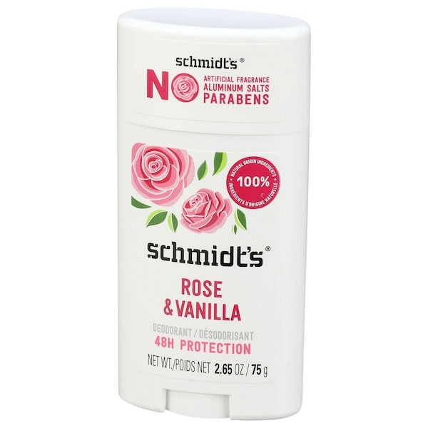 Schmidts Rose and Vanilla Deodorant Stick, 2.65 Ounce 859139006083 - main