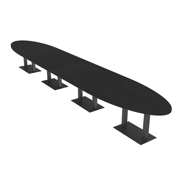 Skutchi Designs Oval Conference Table With Power, 48 in W, 264 in L, Black HAR-OVL-48X264-DOU.BK-U999ST19-NA - main
