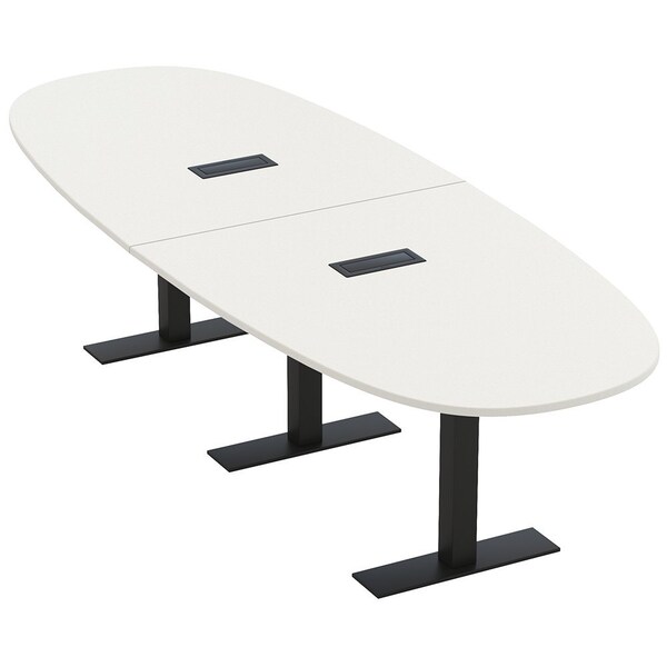 Skutchi Designs 10ft Boval Conference Table With Power | Harmony Series | 10 Person Meeting Room Table HAR-BOVL-48X120-T.BK-W960-EBLK - main