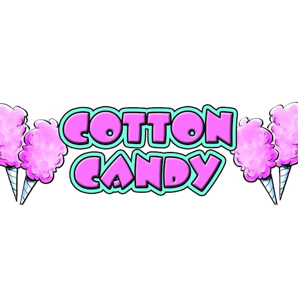 Signmission COTTON CANDY DECAL sticker cart stand trailer supplies stand cart trailer, D-48 Cotton Candy D-48 Cotton Candy - main