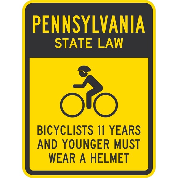Lyle Bicyclists 11 Years And Younger Must Wear A Helmet (with Cyc, 18x24, Engineer Grade, Yellow G-10197-EG_18x24 - main