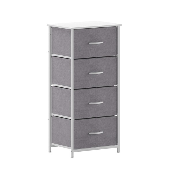 Flash Furniture Harris 4 Drawer Vertical Storage Dresser with White Cast Iron Frame, White Wood Top and Gray Easy P WX-5L203L-W-WH-GR-GG - main