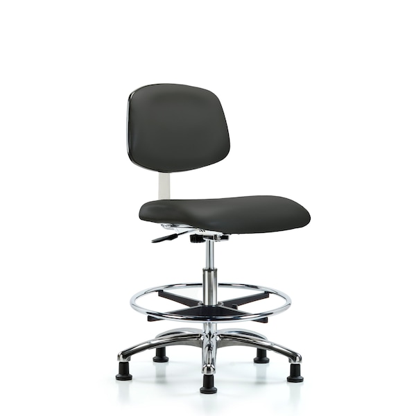Blue Ridge Ergonomics Clean Room Chair Med Ben Chair, Vin, Chrm, CF, Gld, Gry, CL10, 22" to 29" Height, Vinyl, Charcoal BR-CLR-VMBCH-CR-CF-RG-8605 - main