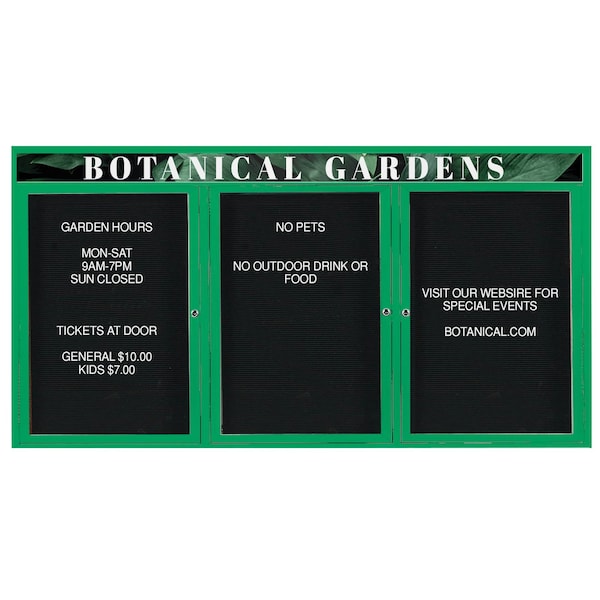 Aarco Outdoor Enclosed Directory w/ Al Frame Header, Powder Coated Green, 36''Hx72''W OADC3672-3HG - main