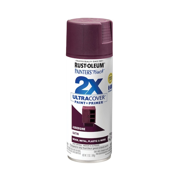 Rust-Oleum Spray Paint, Aubergine, Satin, Solvent, 12 Oz 257419 - main