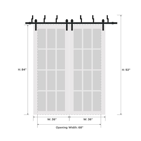 Sartodoors Barn Bypass Interior Door, 72" x 84", White QUADRO4117BBB-WS-7284 - main