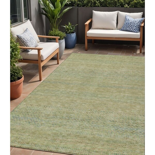 Homeroots 5' X 8' Wheat And Sage Striped Washable Indoor Outdoor Area Rug 615675 - main