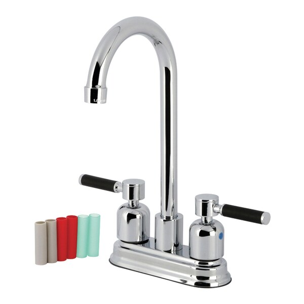 Kingston Brass Double-Handle 4" Centerset High-Arc Bar Faucet, Polished Chrome FB8491DKL - main