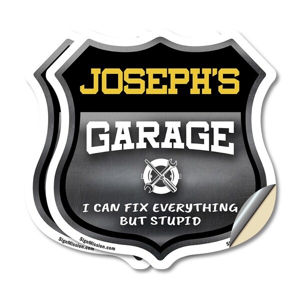 Signmission Joseph's Garage I Can Fix Everything But Stupid, 4 inch X 4 inch, Vinyl Decal, 2PK SHI-D-2PACK-4-490-JOSEPH - main