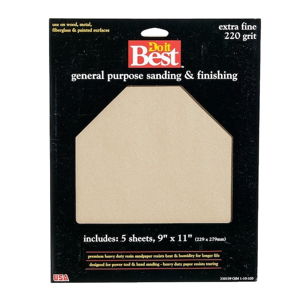 Do It Best General Purpose 9''x11'' 220 Grit Extra Fine Sandpaper, 5PK 330159GA - main