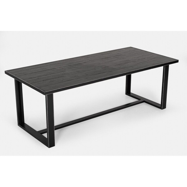 Homeroots 87" Black Rectangular Solid Manufactured Wood And Iron Dining Table 486034 - main
