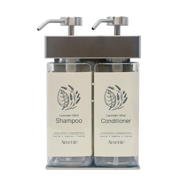 Amenie Lavender Mint SOLera Rectangle 2 Chamber Refillable Dispenser, Satin 39234-R3-C-LAVM - main