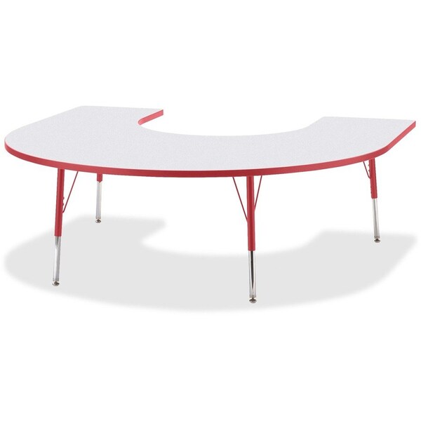 Jonti-Craft Berries Horseshoe Activity Table, 66 in. x 60 in., A-height, Freckled Gray/Red/Gray 6445JCA008 - main