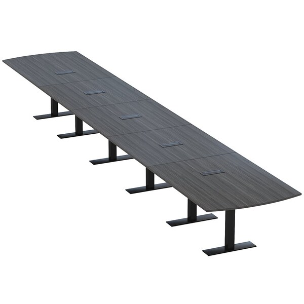 Skutchi Designs 22 Person Conference Table With Power Unit | 22' Arc Rectangle Table | Harmony Series HAR-AREC-48X264-T.BK-WA7949-EBLK - main