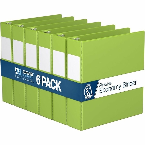 Davis Group Premium Economy, Angle D Ring, Binder, (Lime Green, 2"), PK6 2304-24-06 - main